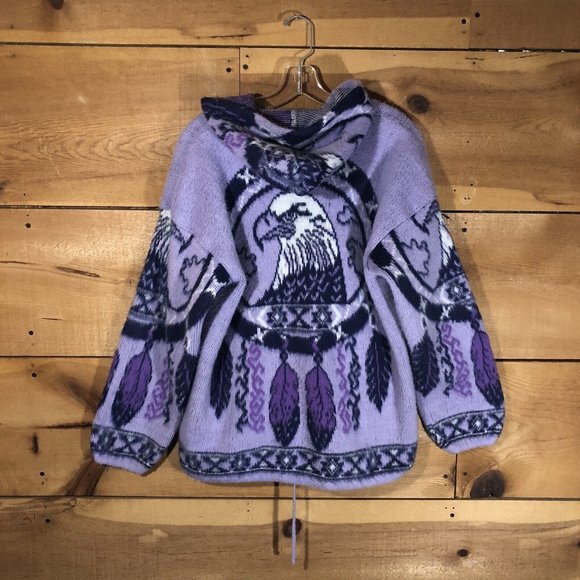 Vintage Tejidos Imalaya Wool Full Zip EAGLE NATIVE AMERICAN Jacket Womens  Sz L - Picture 8 of 11